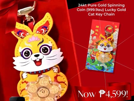 THE VAULT | 24K Pure Gold Spinning Coin (999.9au) Lucky Gold Cat Key Chain Hot on Sale