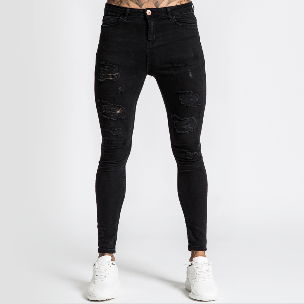 Luca Skinny Stretch Jeans - Distressed Jet Black Supply