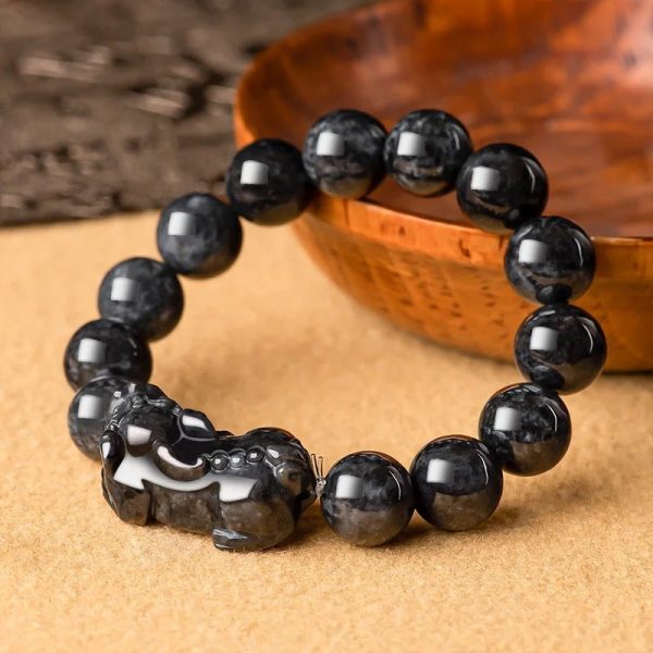 THE VAULT | Genuine Natural Black Jadeite Pixiu Bracelet Online