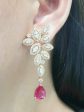 The Ivana Red Ruby Gemstone Cluster Dangling Diamond Earrings 18kt | Editor’s Pick Supply