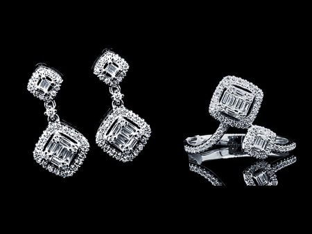 PREORDER | Classic Cushion Twin Diamond Jewelry Set 14kt For Sale