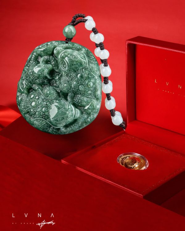 THE VAULT | Premium Natural Hand Carved Jadeite Necklace with Myanmar Jade Beaded Long Drop Necklace Online