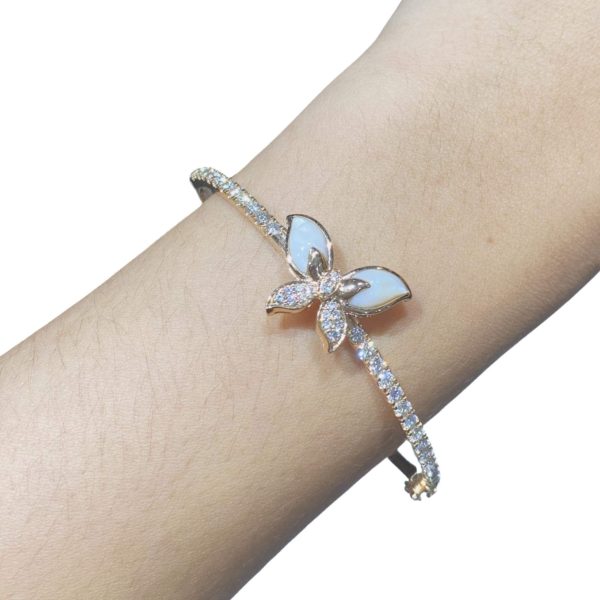 The Ivana Butterfly Mother of Pearl Paved Diamond Bracelet Bangle 18kt | Editor’s Pick Online