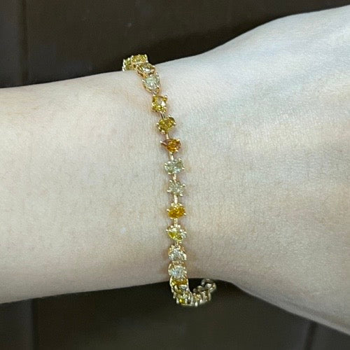 LVNA Signatures Rare Fancy Colored Diamond Bracelet 14kt For Sale