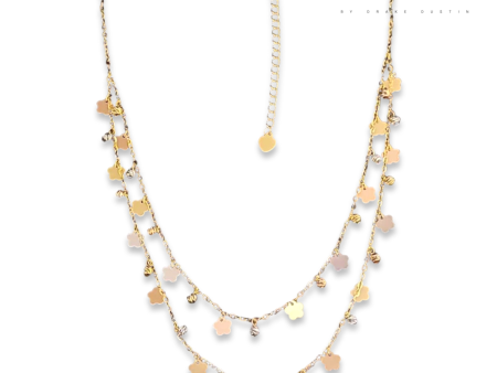 #GOLD2024 | 18K Golden Double Layered Multi-Tone Necklace 18” Discount