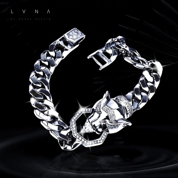 Editor’s Pick | LVNA Signatures™️ Trillion Cut Center Men’s Panther Diamond Bracelet 14kt Online Hot Sale