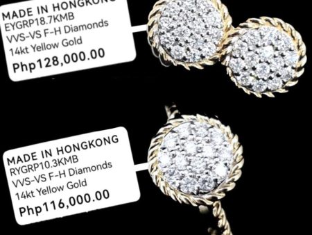 PREORDER | Golden Classic Round Paved Diamond Jewelry Set 14kt Cheap