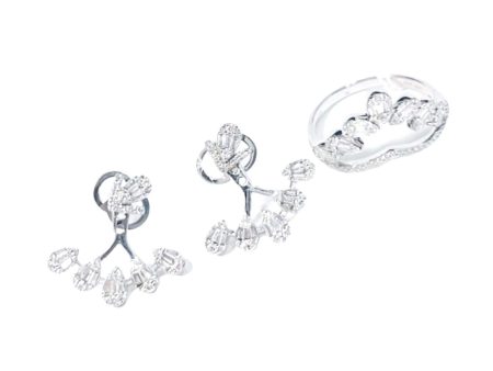 Teardrop Cluster Floating Earrings Diamond Jewelry Set 14kt Discount