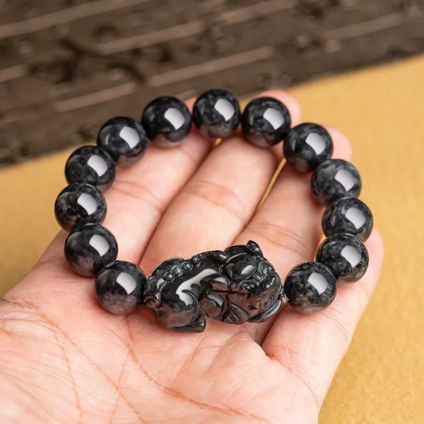 THE VAULT | Genuine Natural Black Jadeite Pixiu Bracelet Online