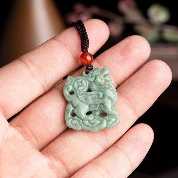 THE VAULT | Genuine Natural Kirin Hand Carved Jadeite Necklace on Sale