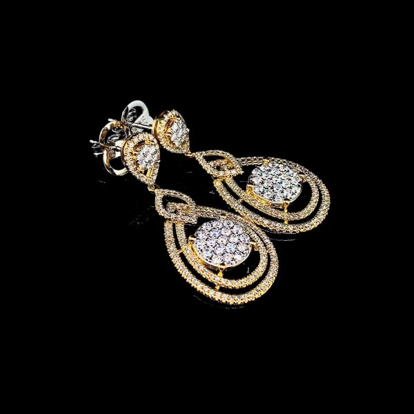 PREORDER | Golden Round Halo Dangling Diamond Earrings 14kt Online Sale