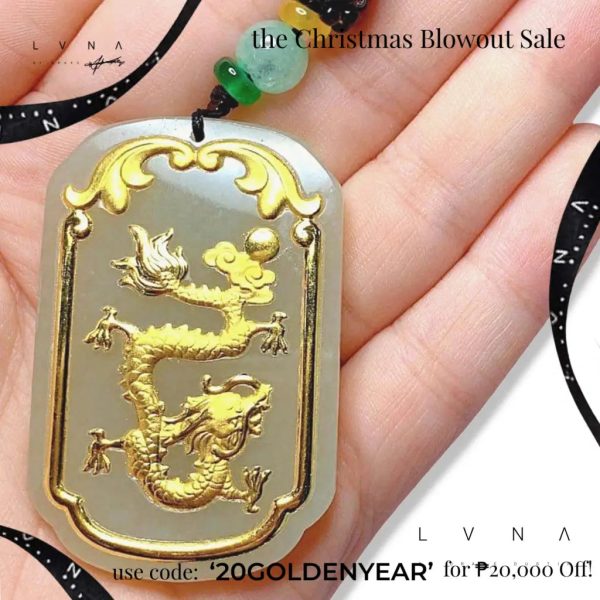 THE VAULT | 24K Golden Dragon Lucky Jadeite Necklace Online Sale