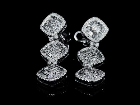 Trio Cushion Dangling Diamond Earrings 14kt Online Hot Sale