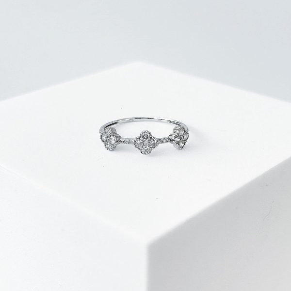 Trinity Lucky Clover Dainty Stack Diamond Ring 18kt Discount