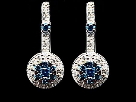 PREORDER | Round Clip Hoop Blue Colored Diamond Earrings 14kt Discount