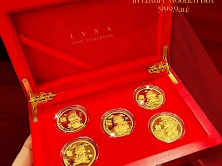 24kt Pure Gold Bar Coins in Luxury Wooden Box (999.9au) Online now