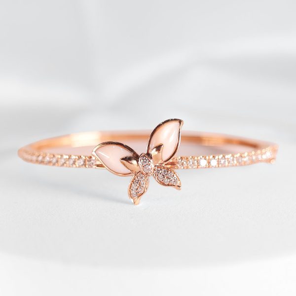 The Ivana Butterfly Mother of Pearl Paved Diamond Bracelet Bangle 18kt | Editor’s Pick Online