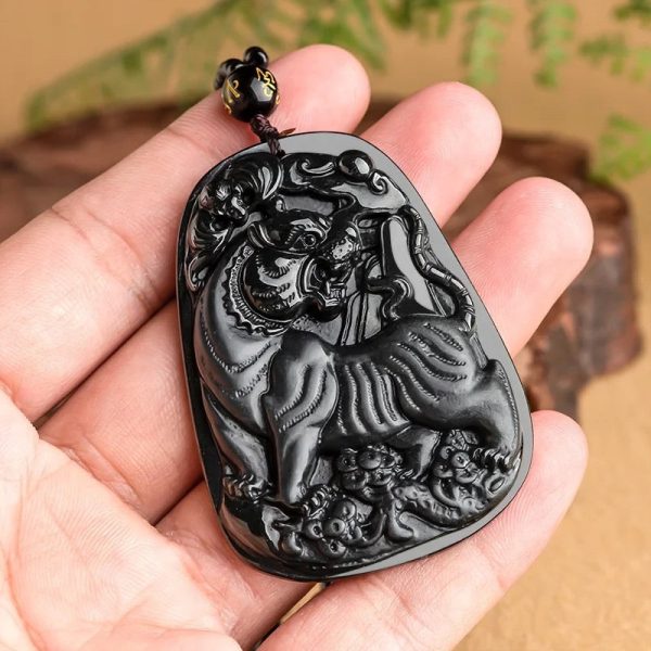 THE VAULT | Natural Hand Carved Black Jadeite Tiger Pai Necklace For Discount