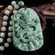 The Vault | Large Premium Hand Carved Dragon Jadeite Long Drop Necklace Online