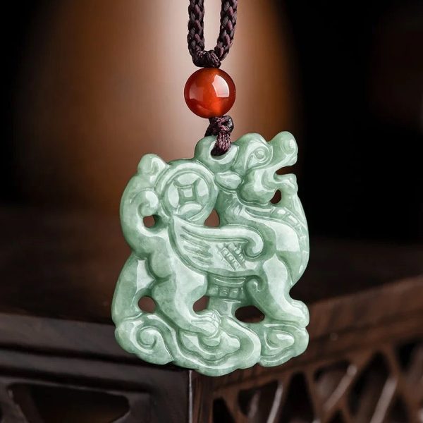 THE VAULT | Genuine Natural Kirin Hand Carved Jadeite Necklace on Sale