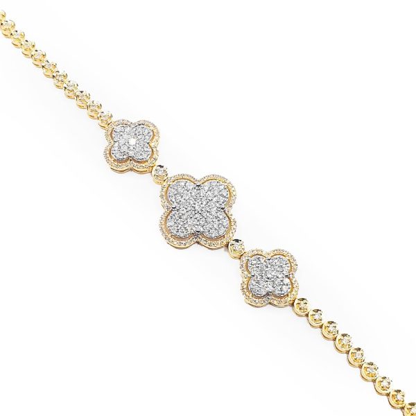 Trinity Lucky Clover Paved Diamond Bracelet 14kt Online