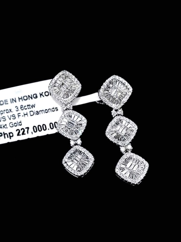 Trio Cushion Dangling Diamond Earrings 14kt Online Hot Sale