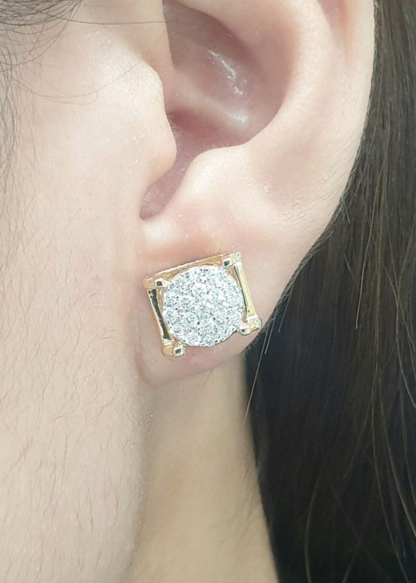 Golden Classic Round Cathedral Stud Diamond Earrings 14kt on Sale