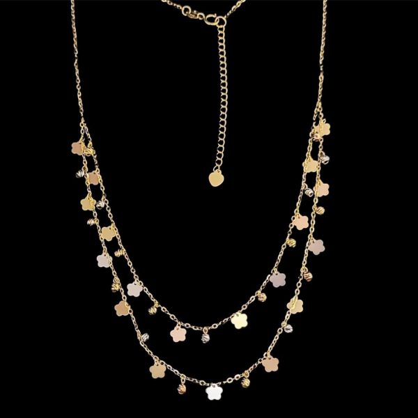 #GOLD2024 | 18K Golden Double Layered Multi-Tone Necklace 18” Discount