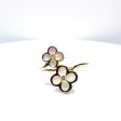 VVIP | Golden Floral Clover Mother of Pearl Diamond Ring 14kt Discount