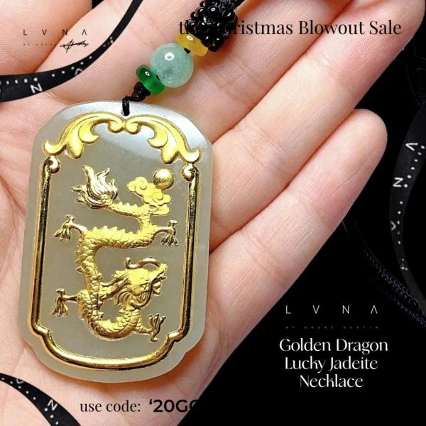 THE VAULT | 24K Golden Dragon Lucky Jadeite Necklace Online Sale