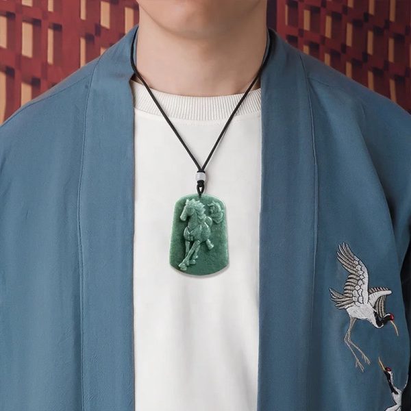 THE VAULT | Genuine Natural Horse Hand Carved Jadeite Necklace Online Sale