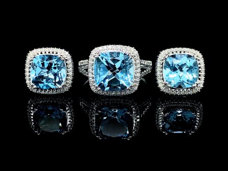 Topaz Cushion Diamond Jewelry Set 14kt Online Sale