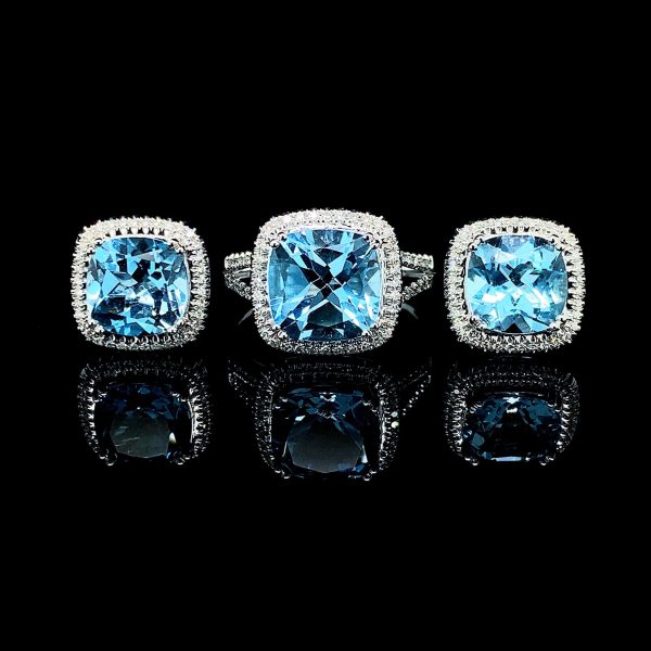 Topaz Cushion Diamond Jewelry Set 14kt Online Sale