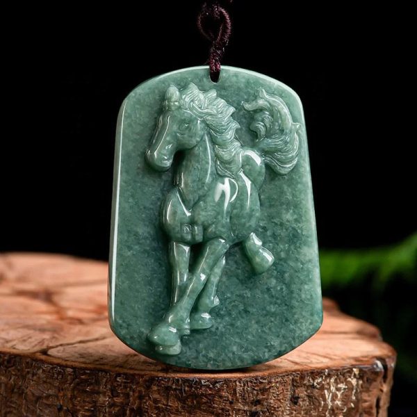 THE VAULT | Genuine Natural Horse Hand Carved Jadeite Necklace Online Sale