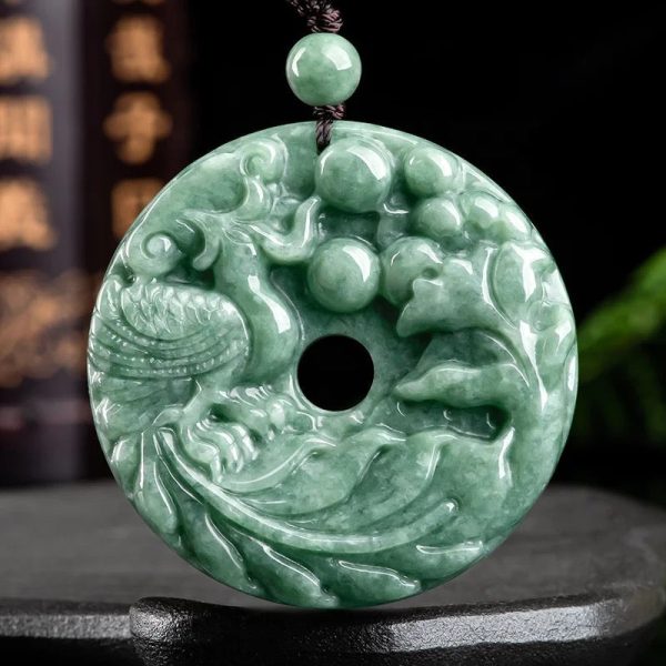 THE VAULT | Pheonix Premium Natural Hand Carved Jadeite Necklace Online