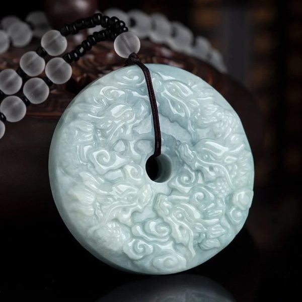 THE VAULT | Natural Myanmar Long Ping An Buckle Hand Carved Jadeite Necklace Online Sale