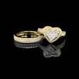 PREORDER | Golden Heart Twin Pair Paved Band Invisible Setting Diamond Ring 14kt on Sale