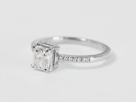 1.22cts L SI2 Radiant Cut Center Paved Diamond Engagement Ring 14kt | GIA Certified Supply