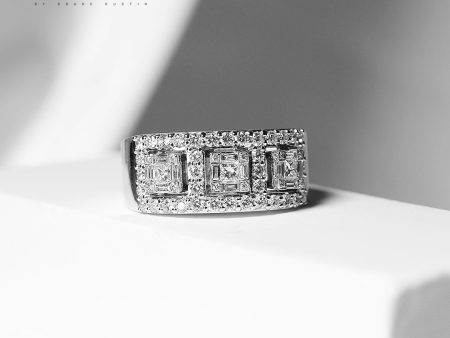 Trio Square Halo Diamond Ring 18kt on Sale