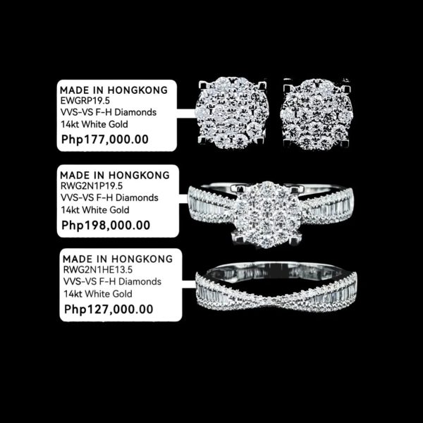 NEW Classic Round Paved Twin Pair Diamond Jewelry Set 14kt Sale