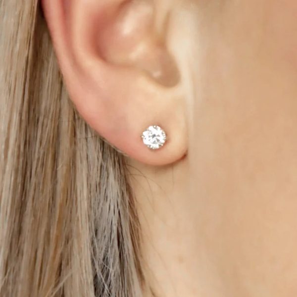 1.53cts EF I2 Round Brilliant Solitaire Stud Diamond Earrings 14kt Online