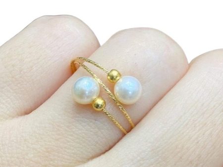 #GOLD2024 | Twin Akoya Pearl Ring 18kt Yellow Gold on Sale