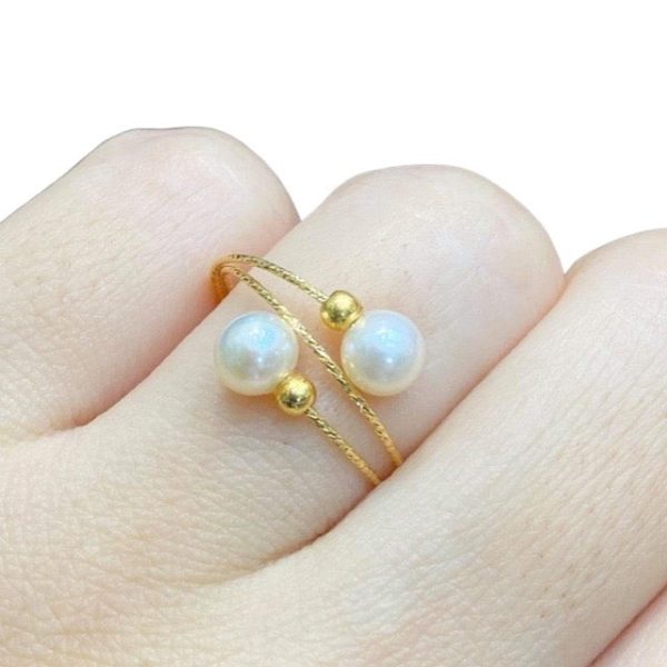 #GOLD2024 | Twin Akoya Pearl Ring 18kt Yellow Gold on Sale