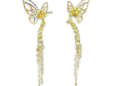 #GOLD2024 | Golden Butterfly Dangling Earrings 18kt Online now