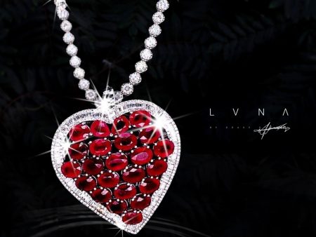 “The Heart of Ivana” Ruby Diamond Necklace LVNA Signatures For Sale