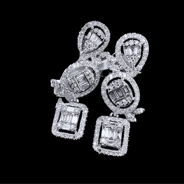 Trio Shape Drop Diamond Dangling Earrings 14kt Discount