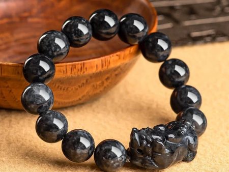 THE VAULT | Genuine Natural Black Jadeite Pixiu Bracelet Online