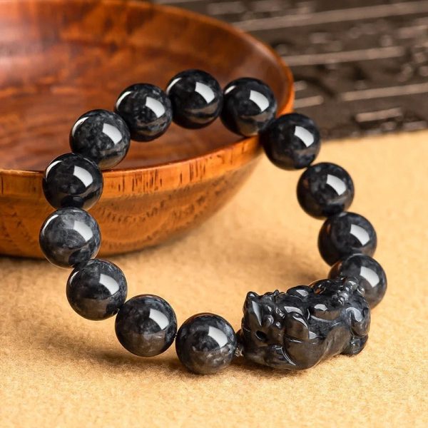 THE VAULT | Genuine Natural Black Jadeite Pixiu Bracelet Online