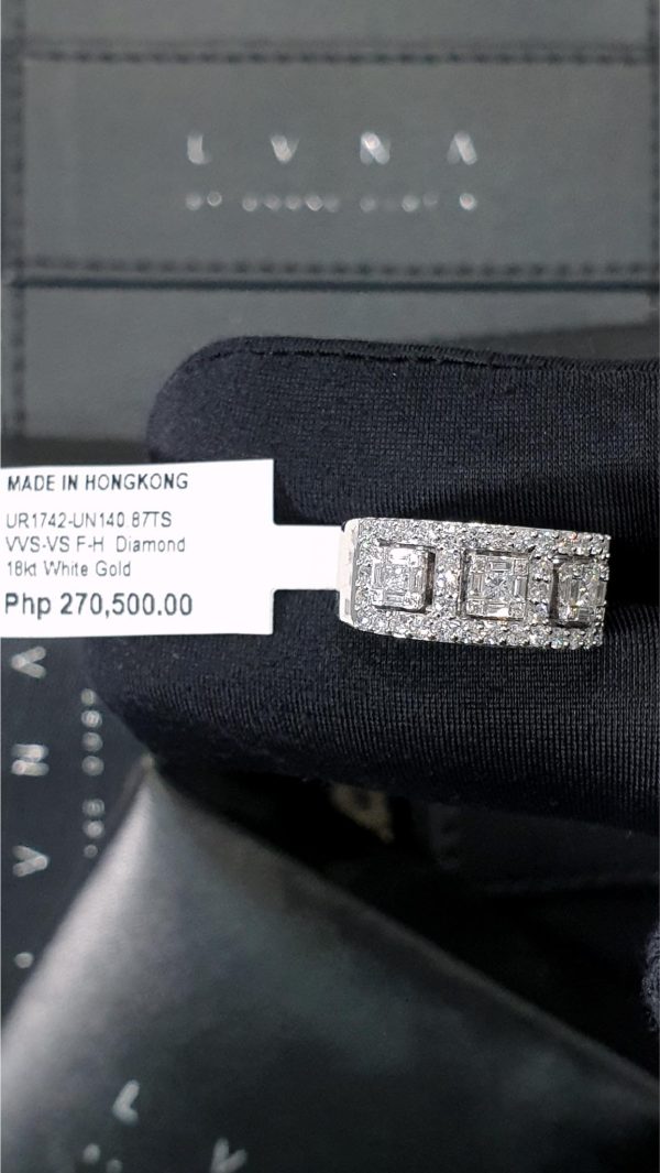 Trio Square Halo Diamond Ring 18kt on Sale