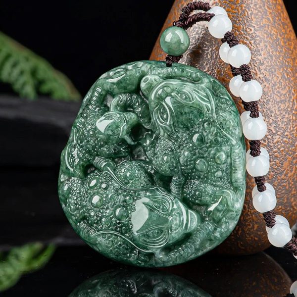 THE VAULT | Premium Natural Hand Carved Jadeite Necklace with Myanmar Jade Beaded Long Drop Necklace Online